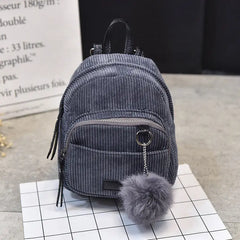 Corduroy Mini Backpack School Shoulder Bag