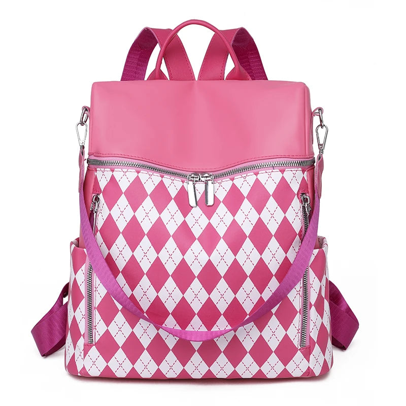 PU Leather Ladies Backpack Large Capacity Travel Shoulder Bag School Bag