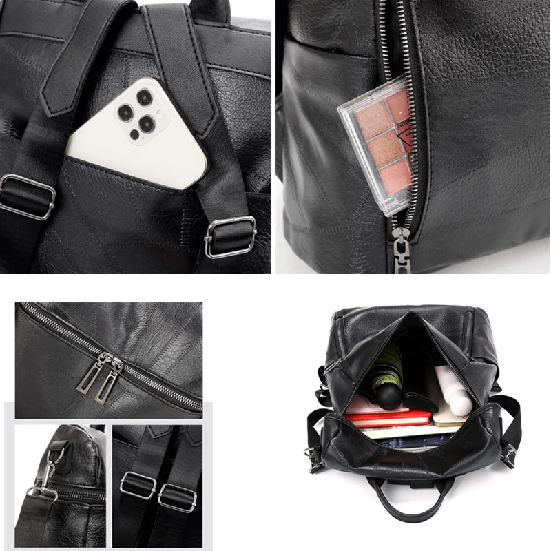Women Leather Travel Backpack Multifunction Shoulder Bags School Bag