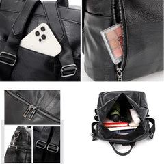 Women Leather Travel Backpack Multifunction Shoulder Bags School Bag
