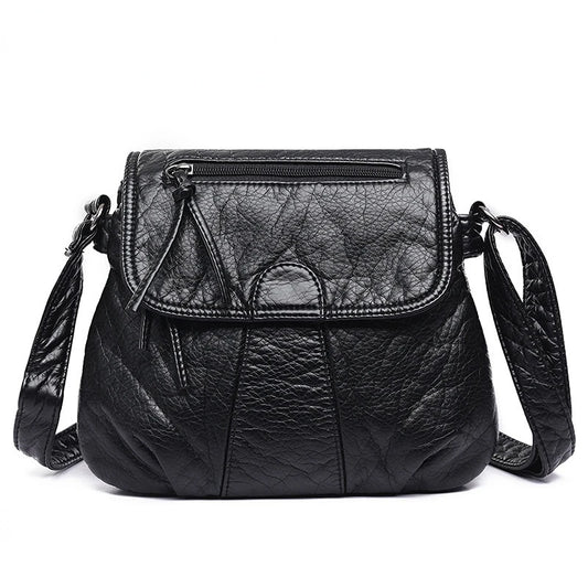 Small WomenSoft Washed PU Leather Crossbody Bag Female Handbag Purse