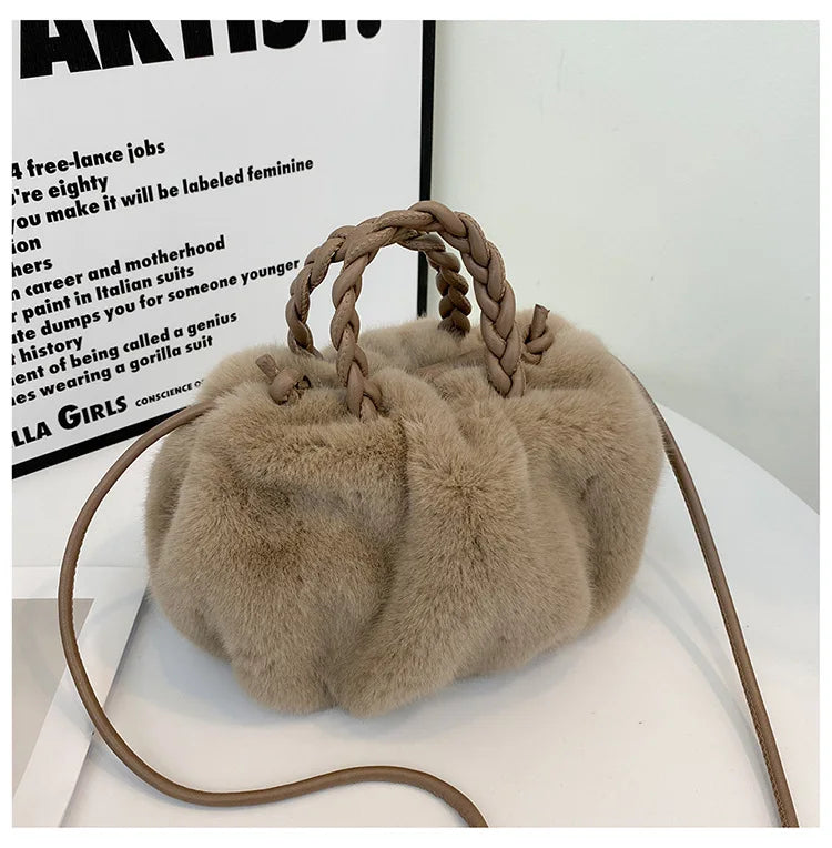 Faux Fur Crossbody Bag Plush Purse Shoulder Bag Girls Wallet