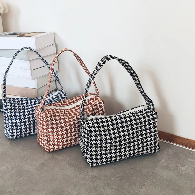 Female Vintage Plaid Small Crossbody Bag Handbag