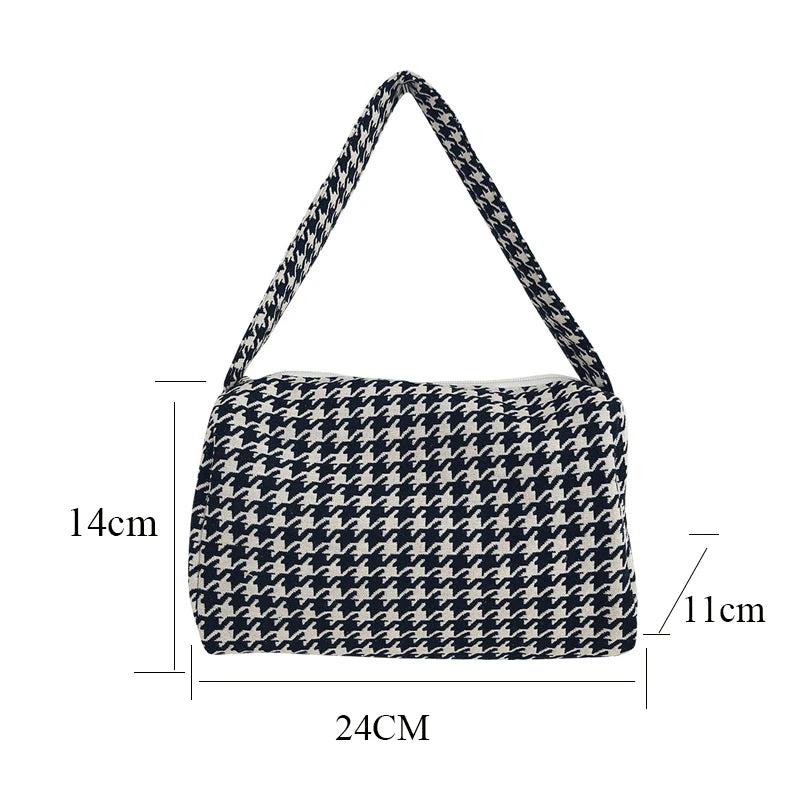 Female Vintage Plaid Small Crossbody Bag Handbag