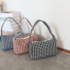 Female Vintage Plaid Shoulder Bag Casual Small Crossbody Handbag