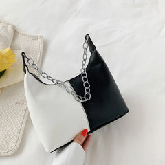 French Style Two-color Underarm Bag PU Casual Women's Bag