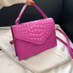 Crocodile Pattern Shoulder Bag Top Handle Crossbody Bag for Women