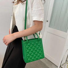 Plaid Top Handle Bag Women Shoulder Crossbody Tote PU Leather