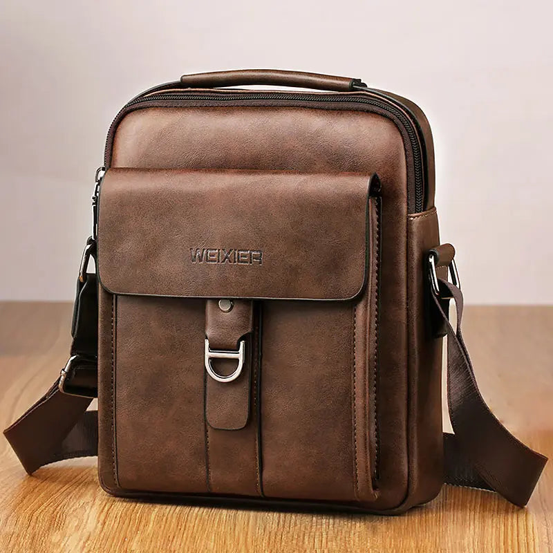 Vintage Leather Messenger Bag for Men Crossbody Business Tote Single Shoulder