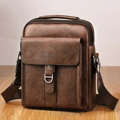 Vintage Leather Messenger Bag for Men Crossbody Business Tote Single Shoulder