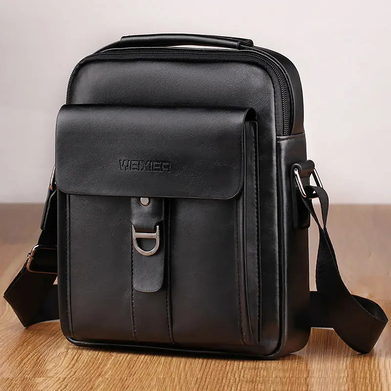 Vintage Leather Messenger Bag for Men Crossbody Business Tote Single Shoulder