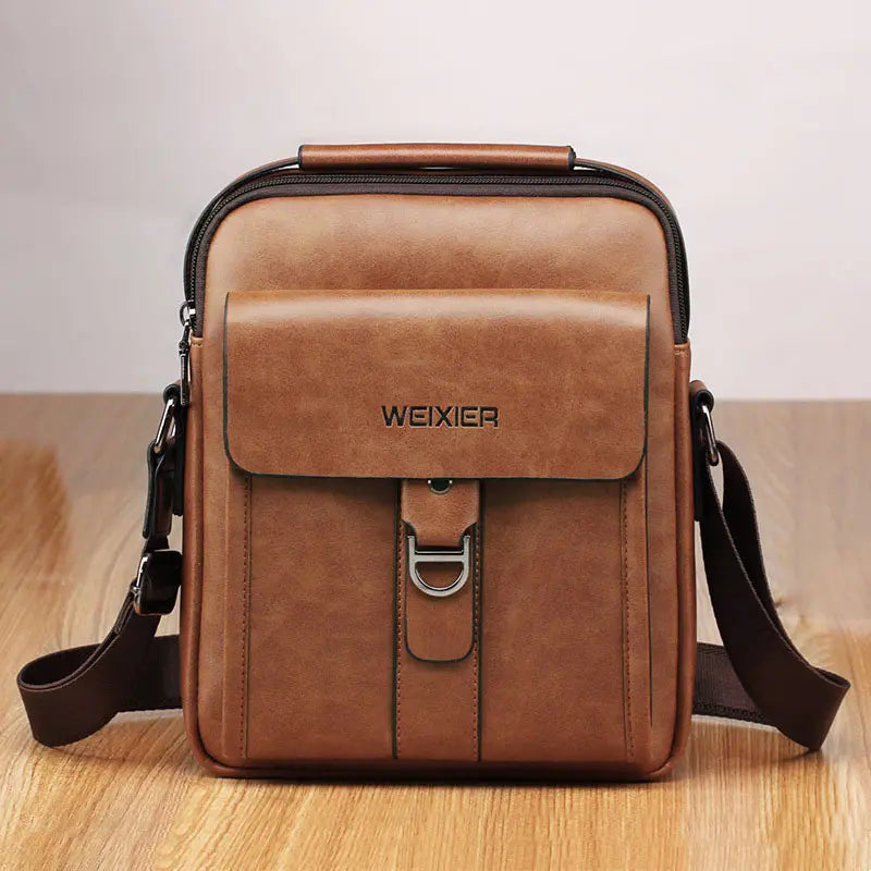Vintage Leather Messenger Bag for Men Crossbody Business Tote Single Shoulder