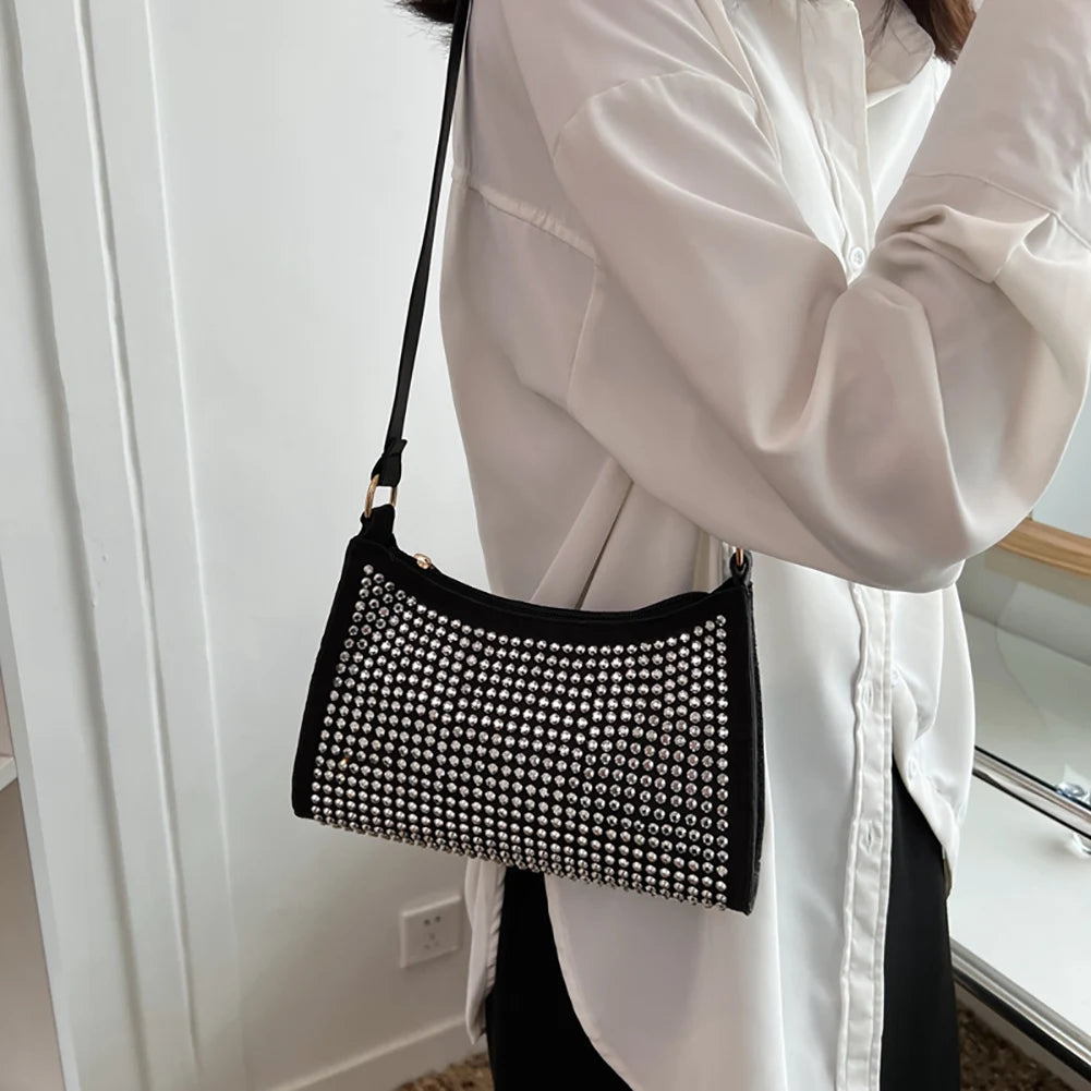 Rhinestone Diamond Underarm Bag Women Shoulder Messenger Bag Purses