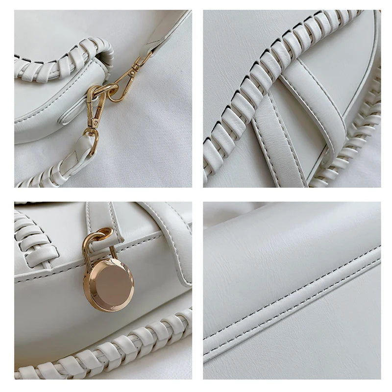 Casual Saddle Bag Shoulder Handle Lock Ornament Packag