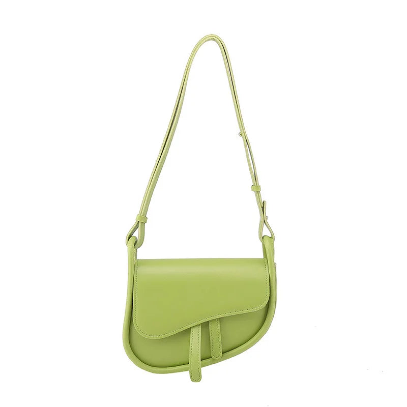 Casual Saddle Shoulder Bag with Hasp Zipper, PU Material