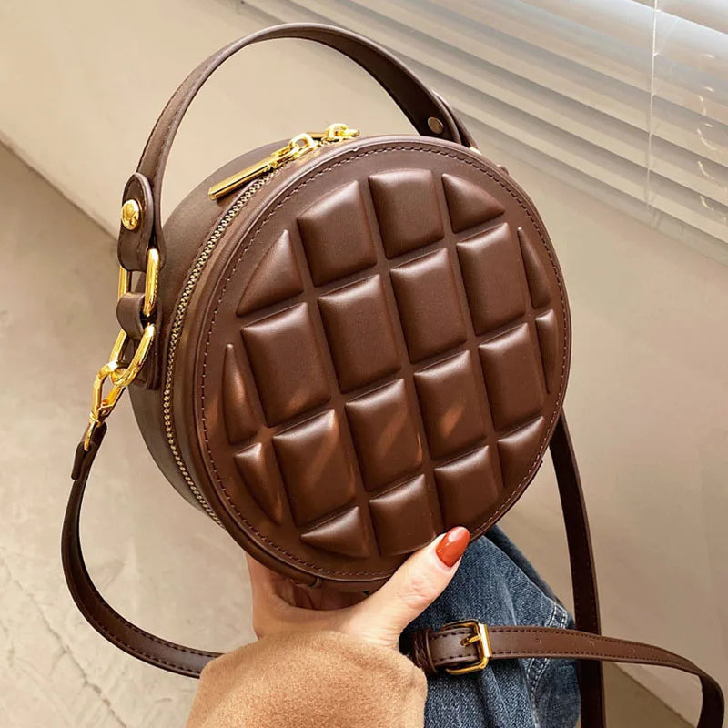 Shoulder Round Bag Women Handbag Purse Mini Solid Round Messenger Bag