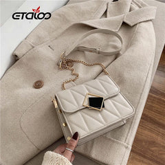 Small Square Shoulder Bag Women's Handbag Tassel Chain High-Quality PU Leather