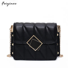 Small Square Shoulder Bag Women's Handbag Tassel Chain High-Quality PU Leather