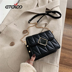 Small Square Shoulder Bag Women's Handbag Tassel Chain High-Quality PU Leather