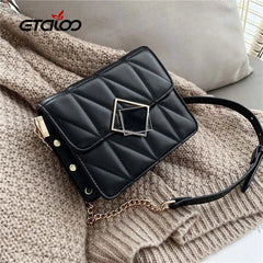 Small Square Shoulder Bag Women's Handbag Tassel Chain High-Quality PU Leather