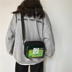 Square PVC Crossbody Bag Oxford Cloth Shoulder Messenger Bag