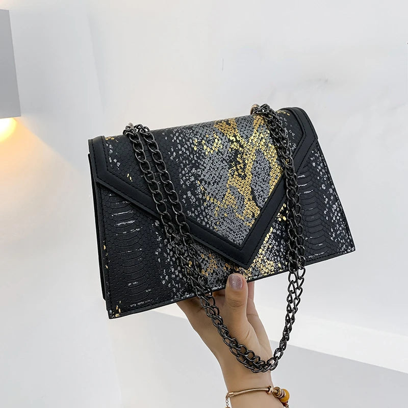Snake Pattern Bag Women's Small Square Shoulder Bag