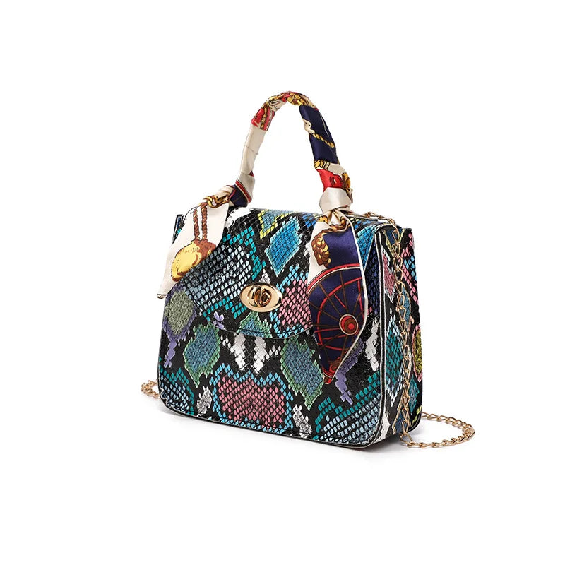 Snake Pattern Square Handbag All-match Messenger Single-shoulder Bag