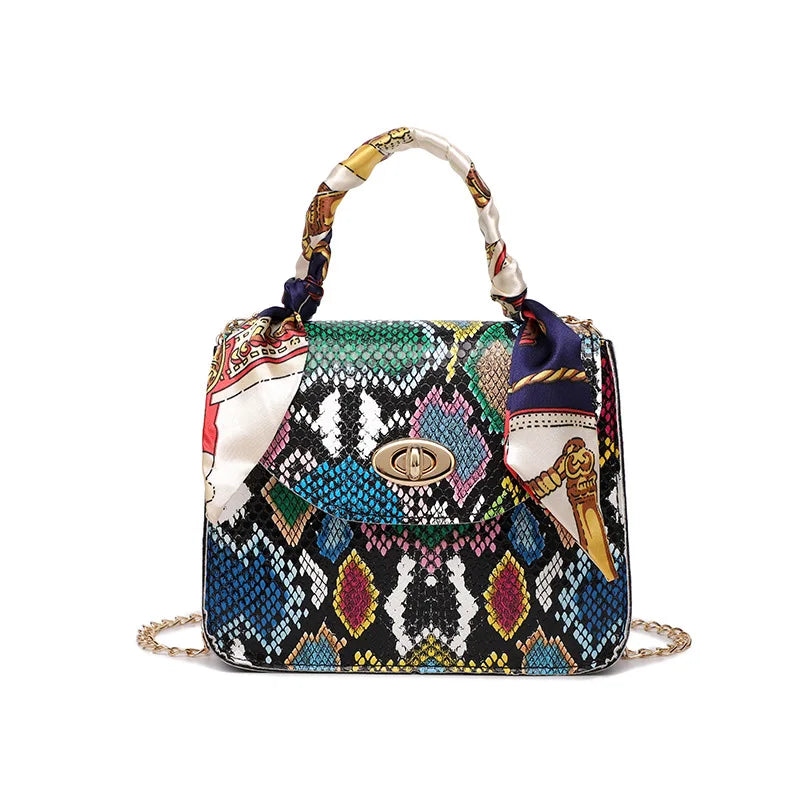 Snake Pattern Square Handbag All-match Messenger Single-shoulder Bag