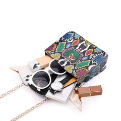 Snake Pattern Square Handbag All-match Messenger Single-shoulder Bag