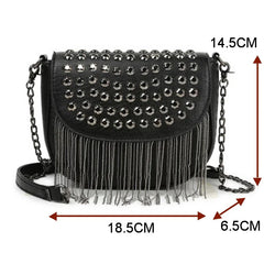 Tassel Shoulder Bag Retro Rivet Women Crossbody Bag
