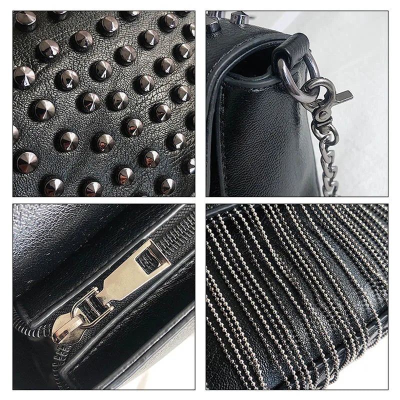 Tassel Shoulder Bag Retro Rivet Women Crossbody Bag
