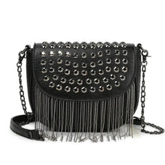Tassel Shoulder Bag Retro Rivet Women Crossbody Bag