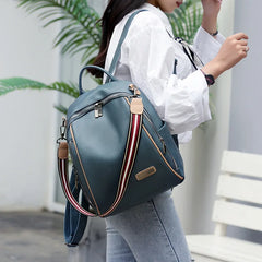 High Youth Leather Backpack for Teenage Girls with Tassel