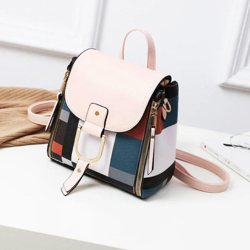 Women's PU Leather Backpack Handbag Shoulder Bag Small Schoolbag