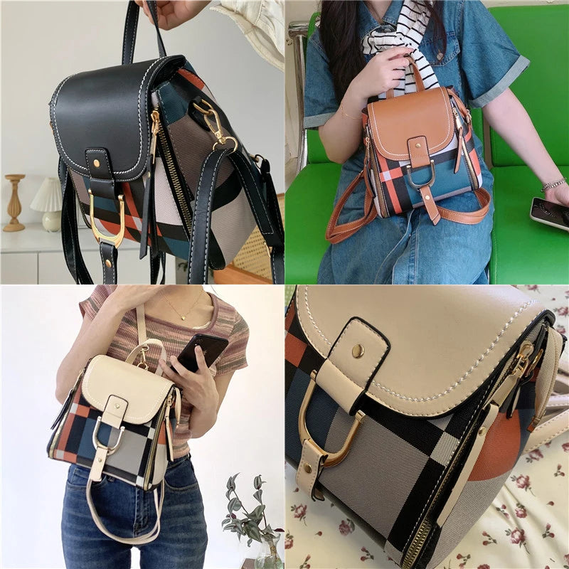 Women's PU Leather Backpack Handbag Shoulder Bag Small Schoolbag