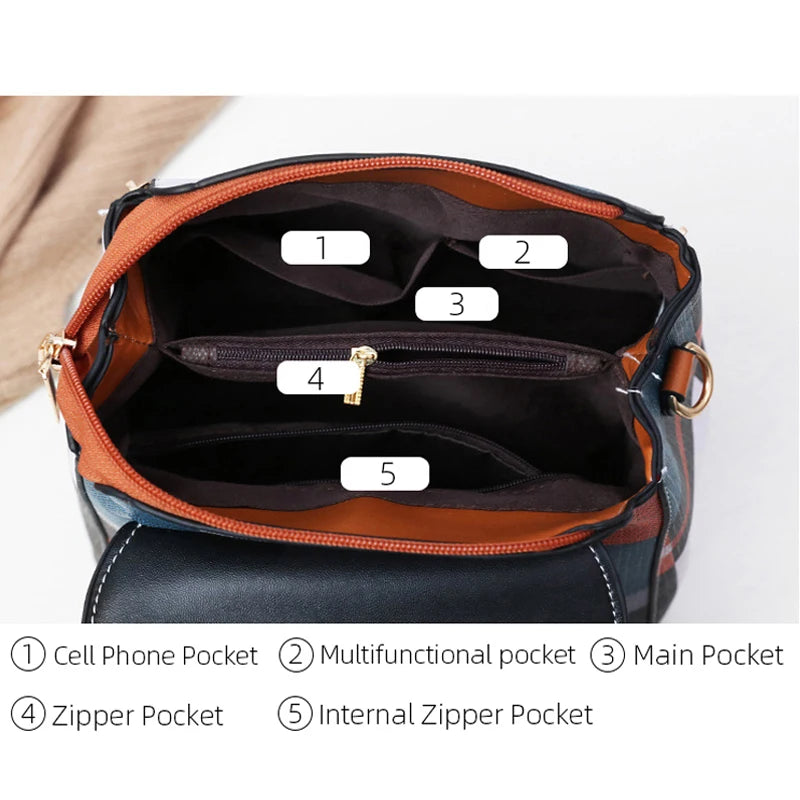 Women's PU Leather Backpack Handbag Shoulder Bag Small Schoolbag