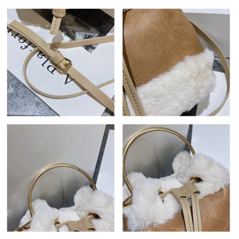 Winter Handbags Small Women Messenger Bags Woolen Handbag