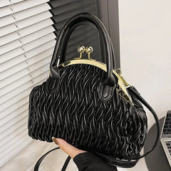 Green Silver Crossbody Bag Women Pleated Handbag Evening Clutch