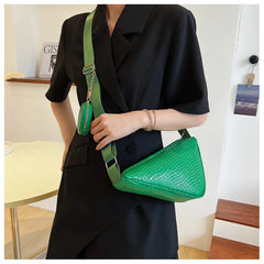 Leather Shoulder Bag Triangle Design Casual Messenger Purse