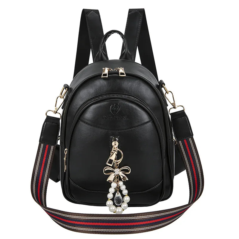 Women's PU Leather Backpack Casual Ladies Shoulder Bag Small Schoolbag