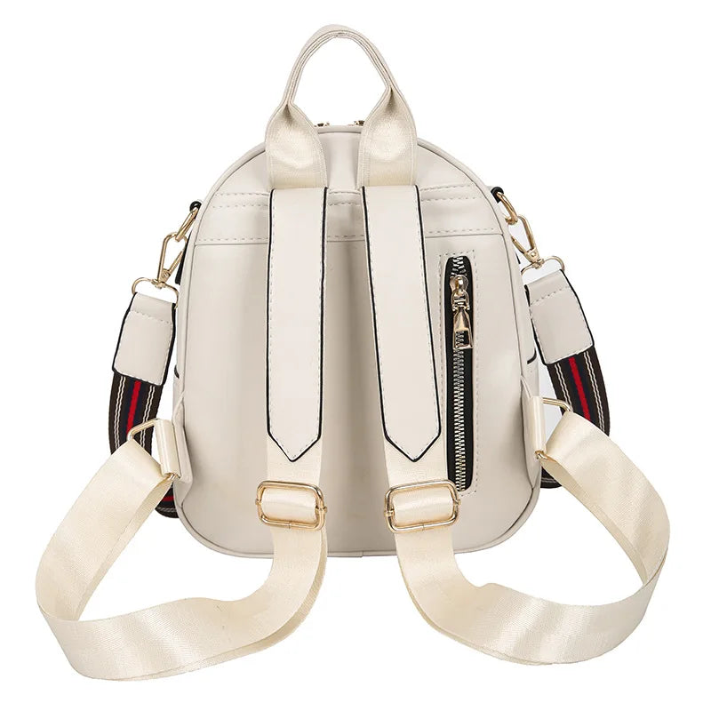 Women's PU Leather Backpack Casual Ladies Shoulder Bag Small Schoolbag