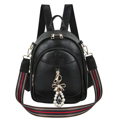 Women's PU Leather Backpack Casual Ladies Shoulder Bag Small Schoolbag