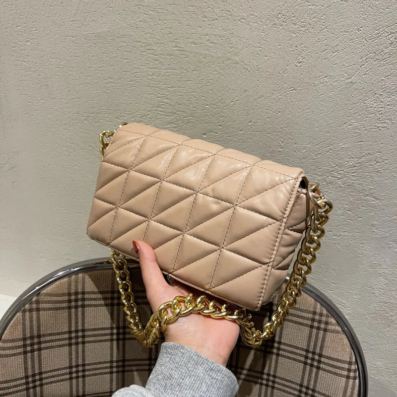 Women's Chain Lattice Shoulder Bag PU Material 6 Colors