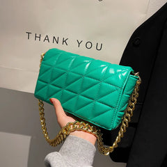 Women's Chain Lattice Shoulder Bag PU Material 6 Colors