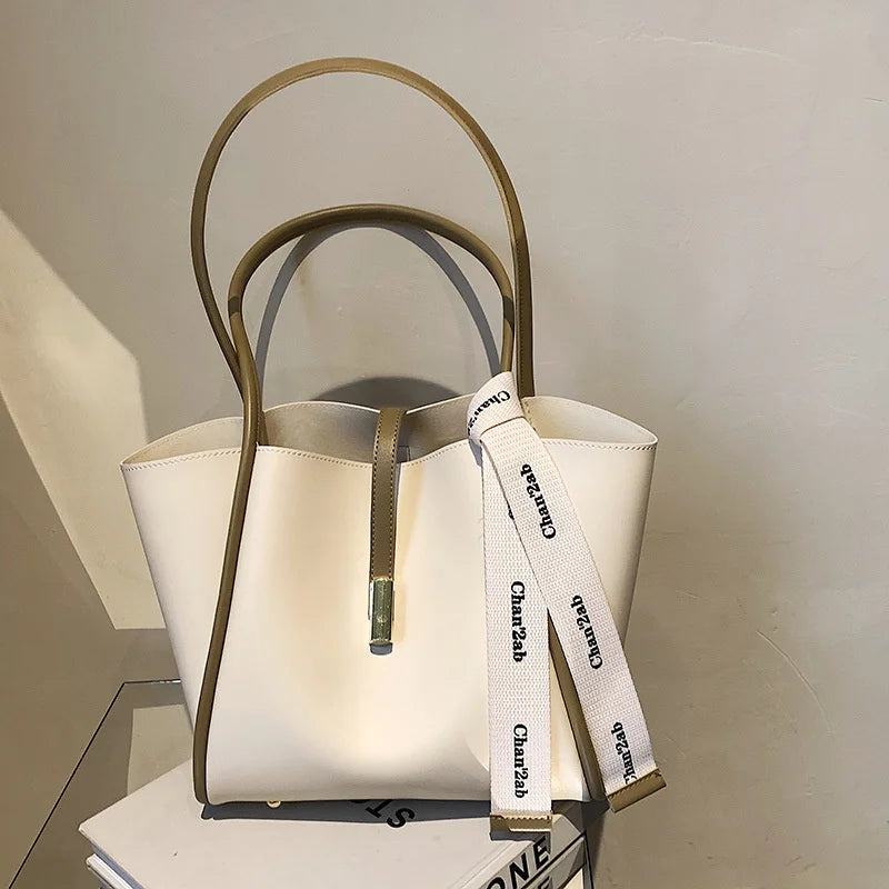 Small Fresh Contrast Pu Shoulder Bag Ladies Commuter Bag