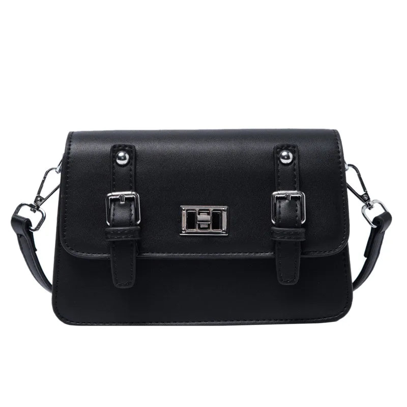 Women's High PU Leather Shoulder Bag Messenger - Black