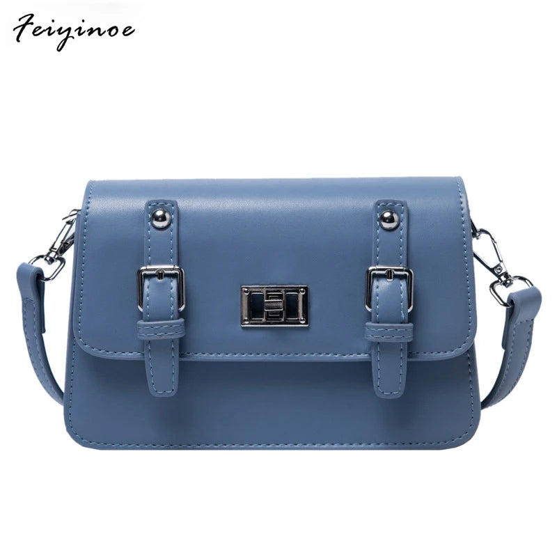 Women's High PU Leather Shoulder Bag Messenger - Black