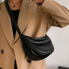 Women's Soft Leather Shoulder Messenger Hobo Bag Wild Feamel Half Moon Purse