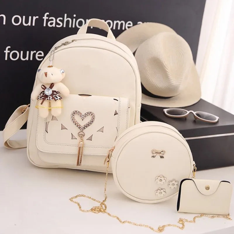 Women's PU Student Mother Backpack for Child
