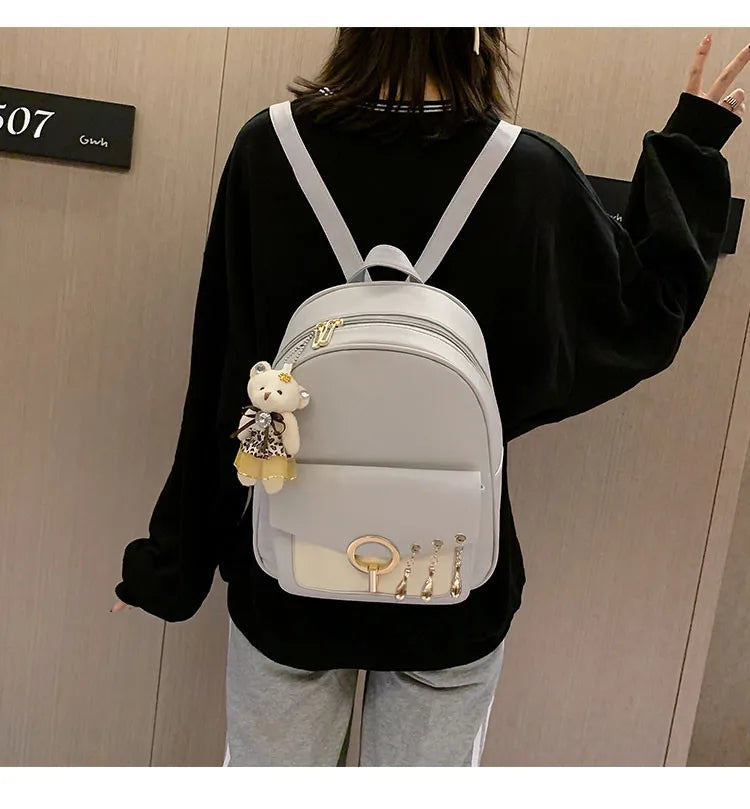 Women's PU Student Mother Backpack for Child